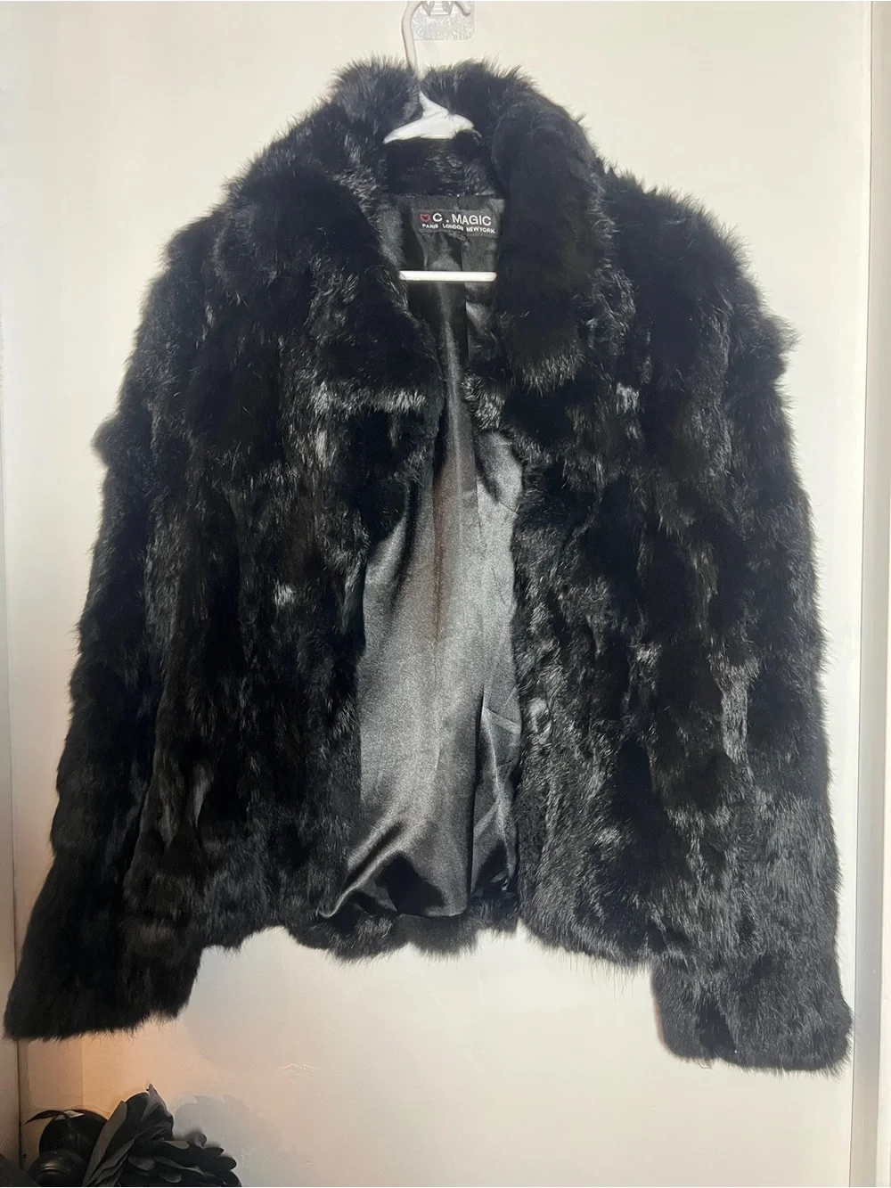 C. Magic Black Rabbit Fur Coat